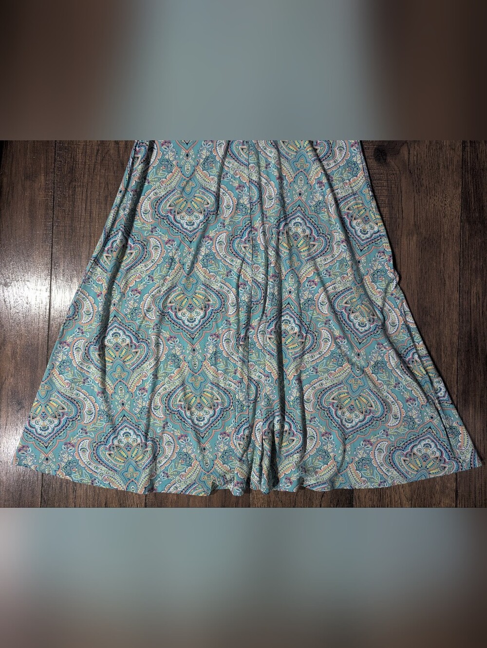 Soft Surroundings Women's Fit & Flare Midi Dress Sea Foam Green w/ Paisley Small - Picture 5 of 16